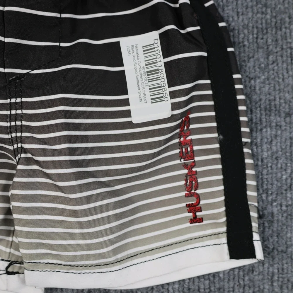 Nebraska Cornhuskers Swim Trunks Infant 12M Black Red Striped NCAA‎ CSS Football
